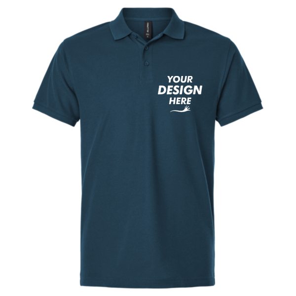 AllPro Pique Polo, Atlantic Blue, Front view, Mockup