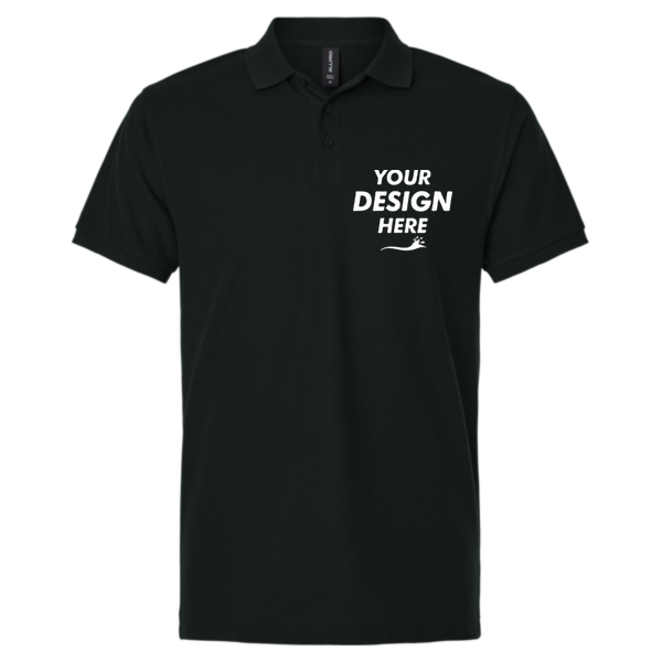 AllPro Pique Polo, Black, Front view, Mockup