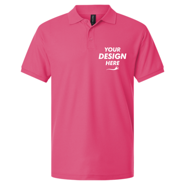 AllPro Pique Polo, Bright Pink, Front view, Mockup