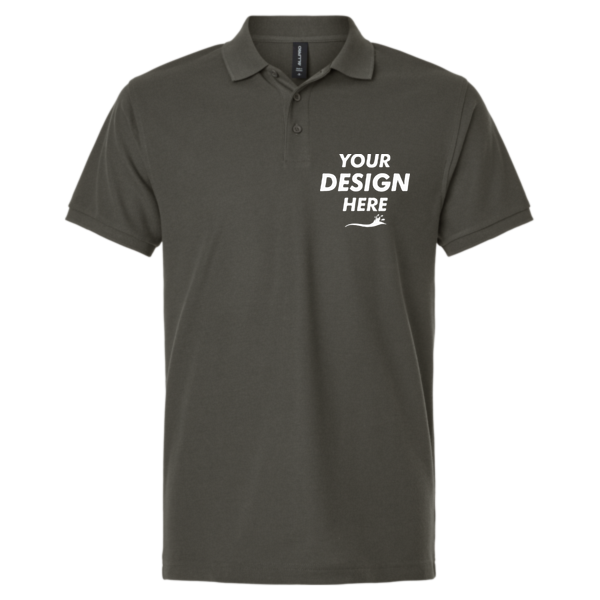 AllPro Pique Polo, Charcoal, Front view, Mockup