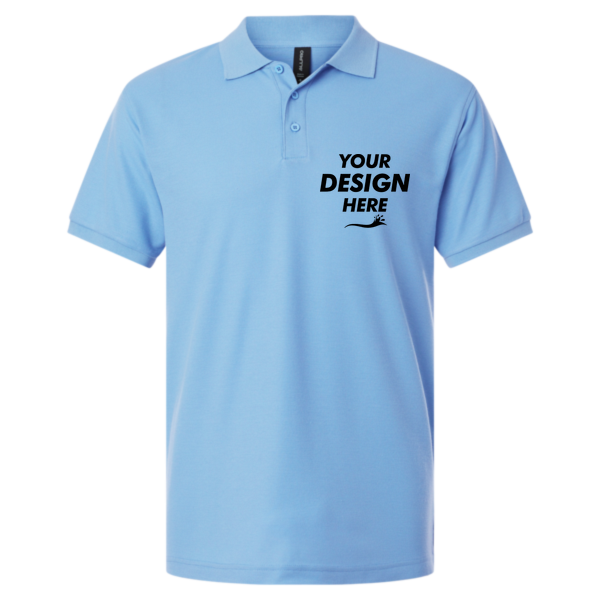 AllPro Pique Polo, Cloud Blue, Front view, Mockup