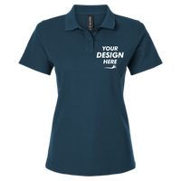 AllPro Women's Pique Polo, Atlantic Blue, Front view, Mockup