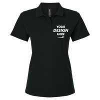 AllPro Women's Pique Polo, Black, Front view, Mockup