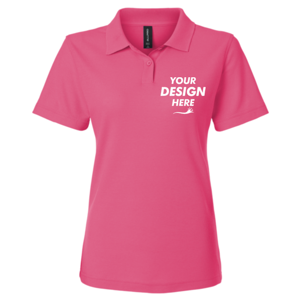 AllPro Women's Pique Polo, Bright Pink, Front view, Mockup