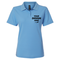 AllPro Women's Pique Polo, Carolina Blue, Front view, Mockup