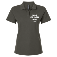 AllPro Women's Pique Polo, Charcoal, Front view, Mockup