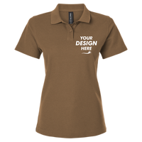 AllPro Women's Pique Polo, Cigar, Front view, Mockup