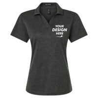 AllPro Women's Pro-Lock Performance Mélange Polo, Black Melange, Front view, Mockup