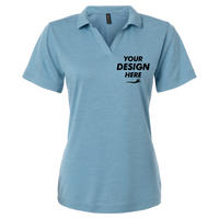 AllPro Women's Pro-Lock Performance Mélange Polo, Cloud Blue Melange, Front view, Mockup