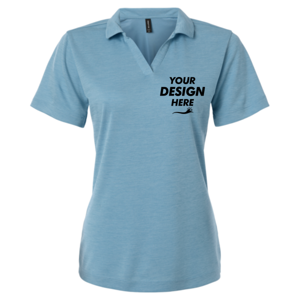 AllPro Women's Pro-Lock Performance Mélange Polo, Cloud Blue Melange, Front view, Mockup