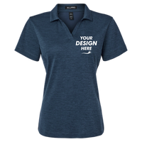 AllPro Women's Pro-Lock Performance Mélange Polo, Navy Melange, Front view, Mockup