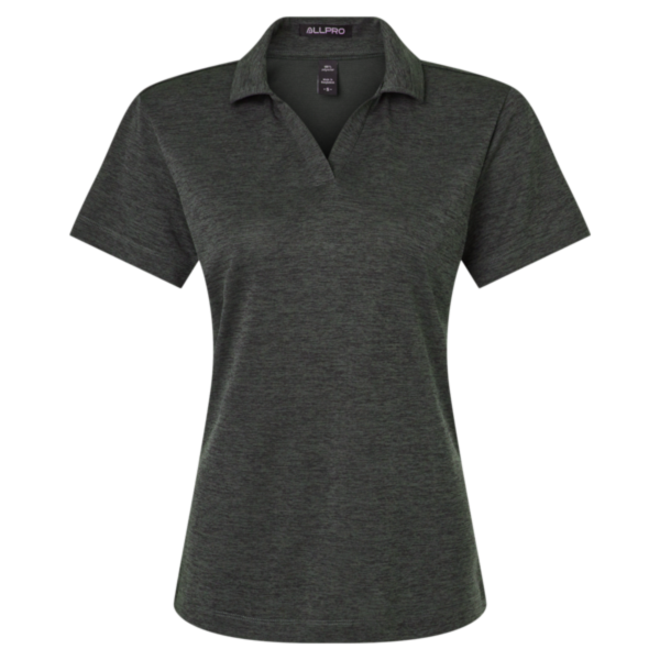 AllPro Women's Pro-Lock Performance Mélange Polo, Black Melange, Front view