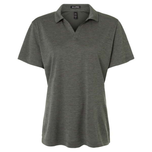 AllPro Women's Pro-Lock Performance Mélange Polo, Charcoal Melange, Front view