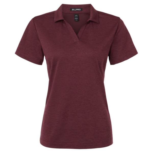 AllPro Women's Pro-Lock Performance Mélange Polo, Maroon Melange, Front view
