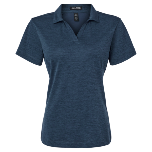 AllPro Women's Pro-Lock Performance Mélange Polo, Navy Melange, Front view