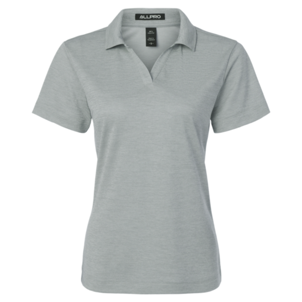 AllPro Women's Pro-Lock Performance Mélange Polo, Silver Melange, Front view