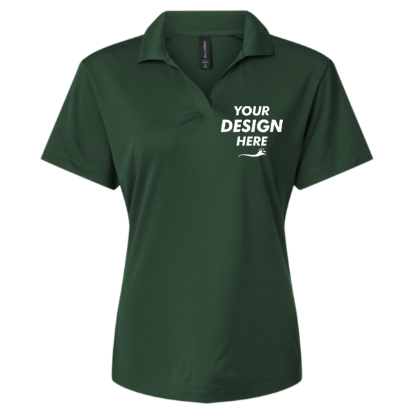 AllPro Women's Pro-Lock Performance Polo, Forest Green, Front view, Mockup