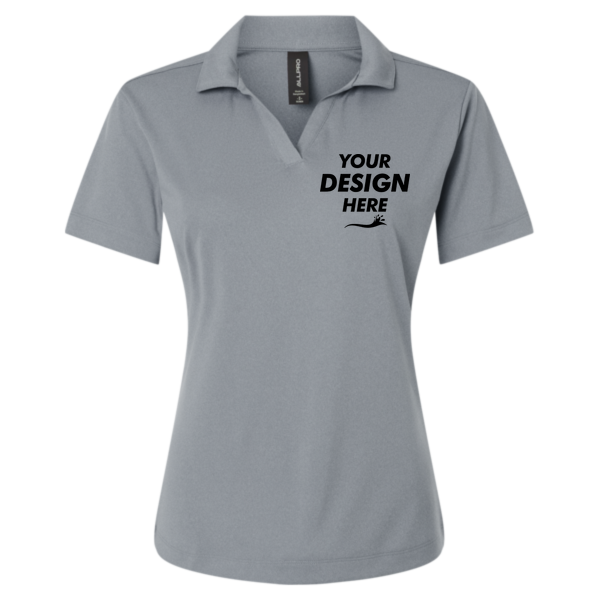 AllPro Women's Pro-Lock Performance Polo, Heather Steel, Front view, Mockup