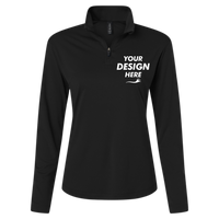 AllPro Women's Pro-Lock Performance Quarter-Zip Pullover, Black, Front view, Mockup