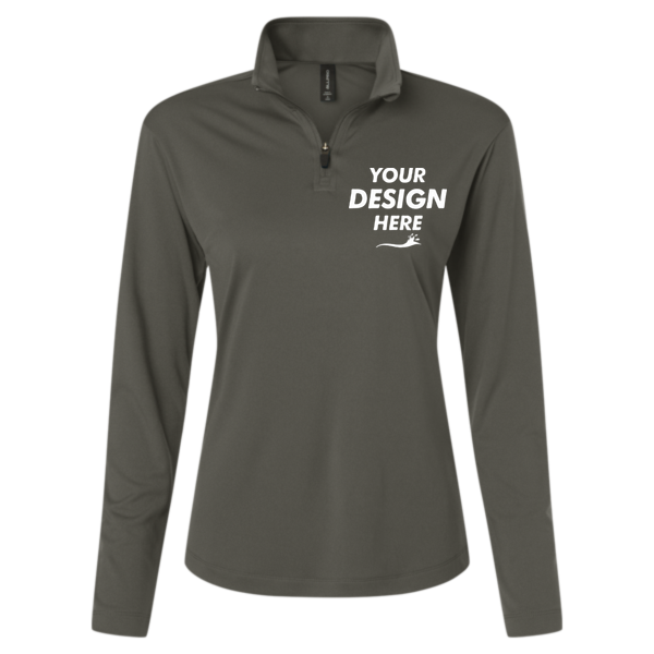AllPro Women's Pro-Lock Performance Quarter-Zip Pullover, Charcoal, Front view, Mockup