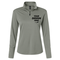AllPro Women's Pro-Lock Performance Quarter-Zip Pullover, Greystone, Front view, Mockup