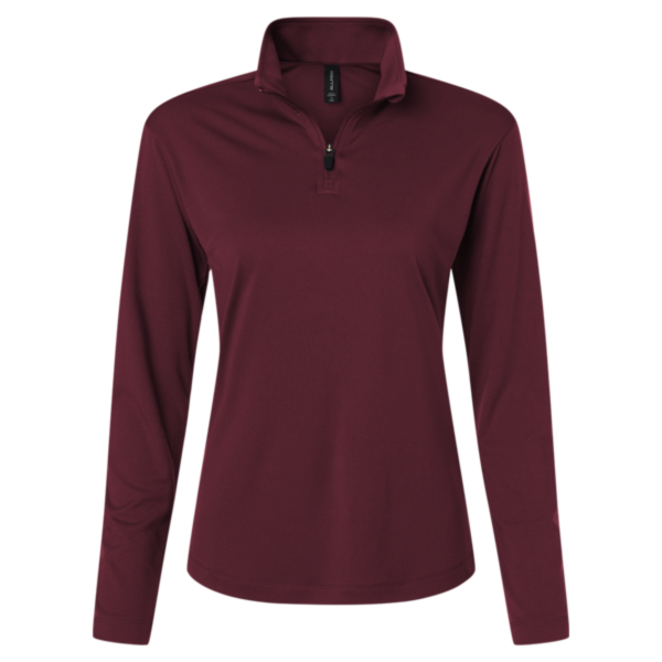 AllPro Women's Pro-Lock Performance Quarter-Zip Pullover, Maroon, Front view