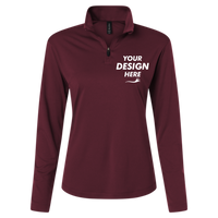 AllPro Women's Pro-Lock Performance Quarter-Zip Pullover, Maroon, Front view, Mockup