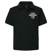 AllPro Youth Pique Polo, Black, Front view, Mockup