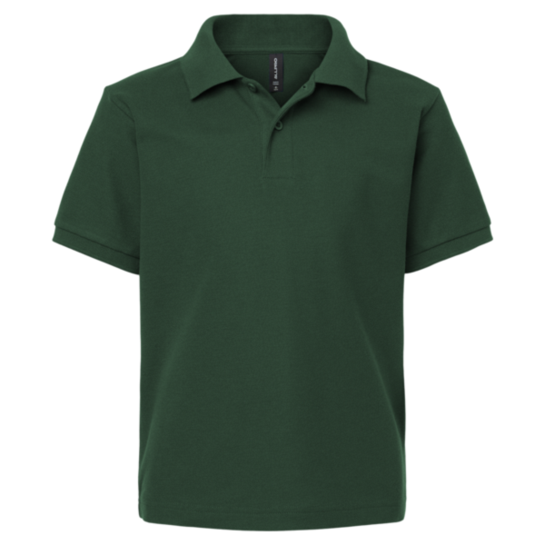 AllPro Youth Pique Polo, Forest Green, Front view