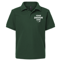 AllPro Youth Pique Polo, Forest Green, Front view, Mockup