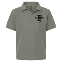 AllPro Youth Pique Polo, Greystone, Front view, Mockup