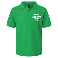 AllPro Youth Pique Polo, Kelly Green, Front view, Mockup