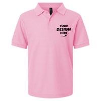 AllPro Youth Pique Polo, Light Pink, Front view, Mockup