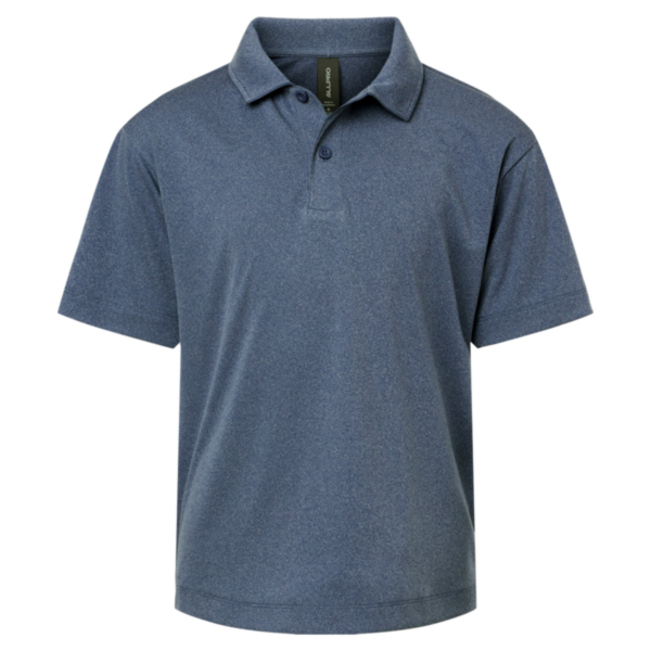 AllPro Youth Pro-Lock Performance Polo, Heather Navy, Front view