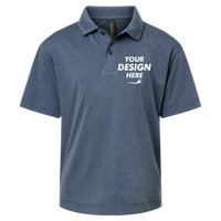 AllPro Youth Pro-Lock Performance Polo, Heather Navy, Front view, Mockup