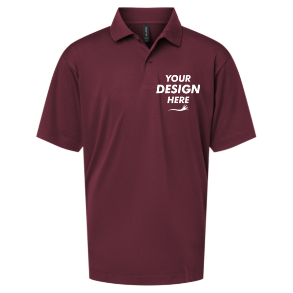 AllPro Youth Pro-Lock Performance Polo, Maroon, Front view, Mockup