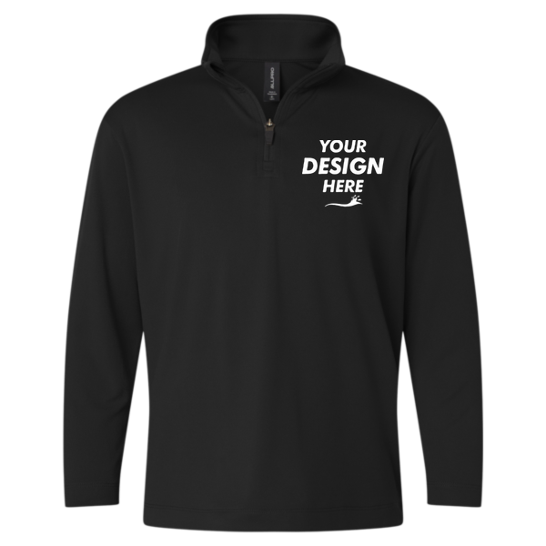 AllPro Youth Pro-Lock Performance Quarter-Zip Pullover, Black, Front view, Mockup