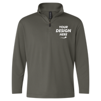AllPro Youth Pro-Lock Performance Quarter-Zip Pullover, Charcoal, Front view, Mockup
