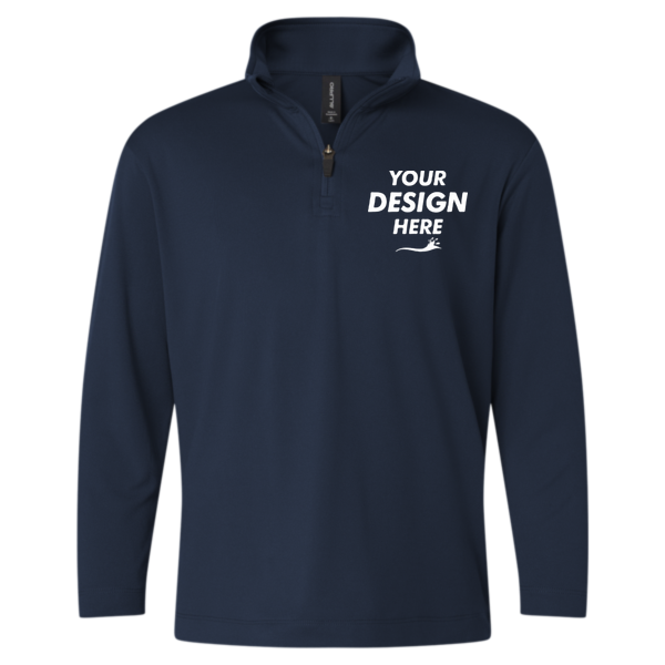 AllPro Youth Pro-Lock Performance Quarter-Zip Pullover, Navy, Front view, Mockup