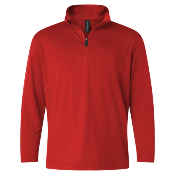 AllPro Youth Pro-Lock Performance Quarter-Zip Pullover, Red, Front view