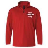 AllPro Youth Pro-Lock Performance Quarter-Zip Pullover, Red, Front view, Mockup