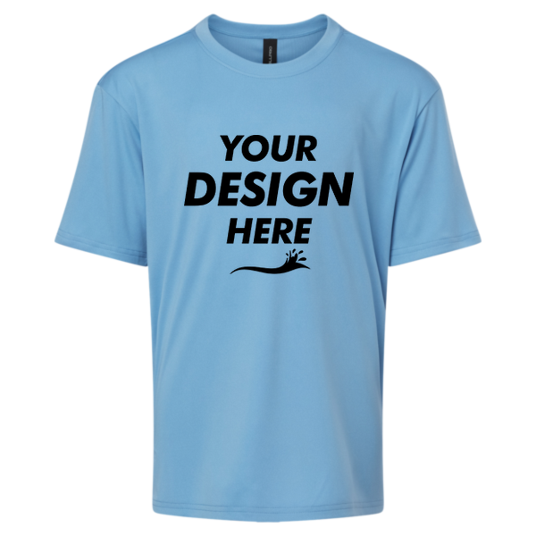 AllPro Youth Pro-Lock Performance T-Shirt, Carolina Blue, Front view, Mockup
