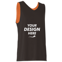 Alleson Athletic Men's Reversible Tank, Black / Orange, Front view, Mockup