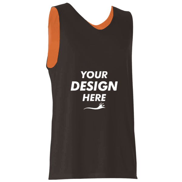 Alleson Athletic Men's Reversible Tank, Black / Orange, Front view, Mockup