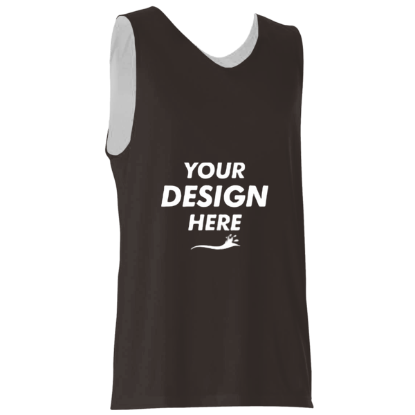 Alleson Athletic Men's Reversible Tank, Black / White, Front view, Mockup