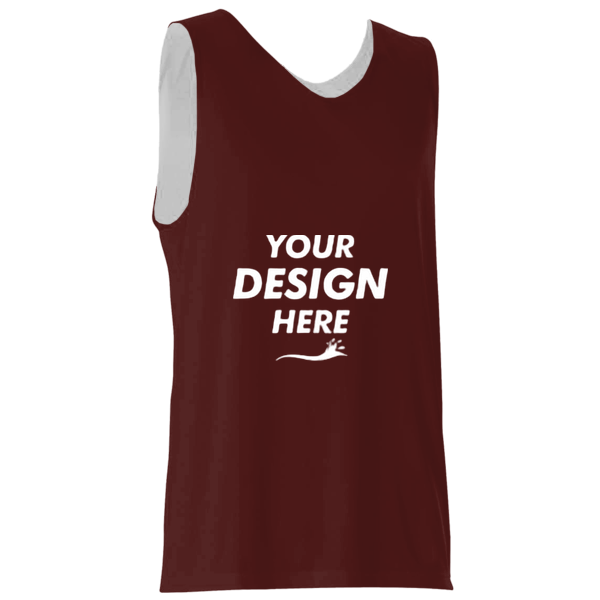 Alleson Athletic Men's Reversible Tank, Cardinal / White, Front view, Mockup