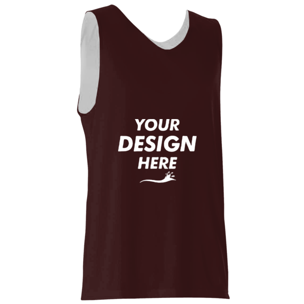 Alleson Athletic Men's Reversible Tank, Maroon / White, Front view, Mockup