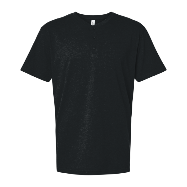 American Apparel Unisex CVC Henley Tee, Black, Front view