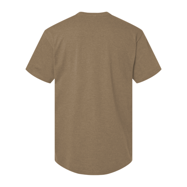 American Apparel Unisex CVC Henley Tee, Heather Army, Back view