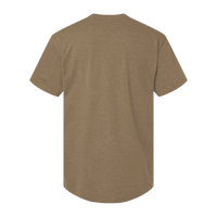 American Apparel Unisex CVC Henley Tee, Heather Army, Back view
